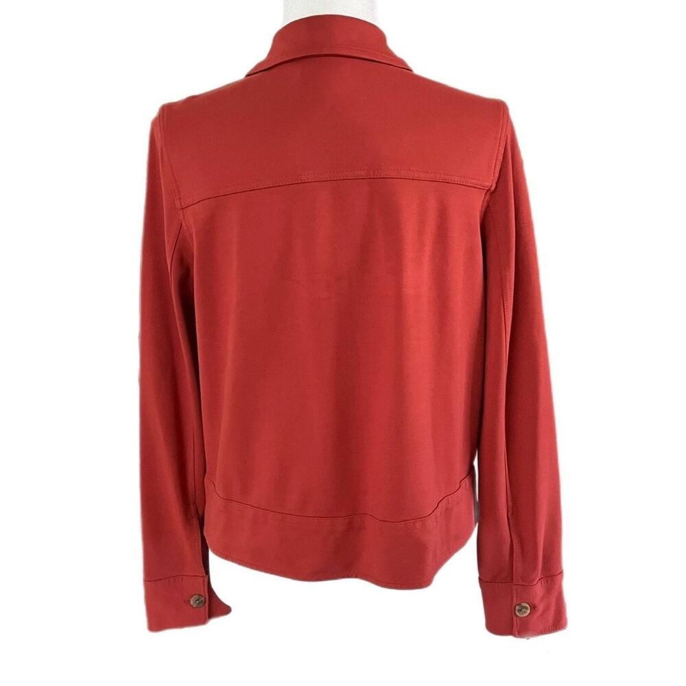 J.Jill Women's Wearever Knit Shacket Jacket S Red Orange Long Sleeve Button Up - Picture 3 of 7